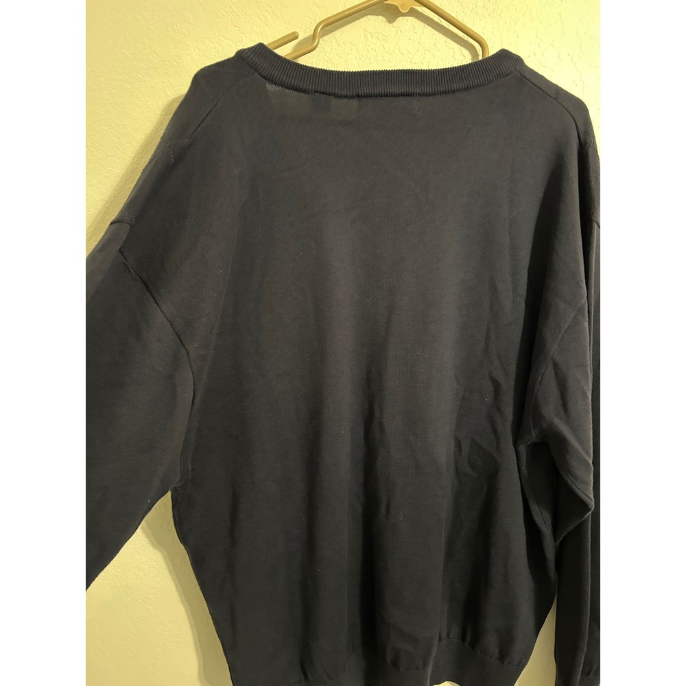 Harry Vardon Mens XL Navy Blue V-Neck Sweater Tonal Diamond Argyle Knit Pullover - Picture 4 of 5